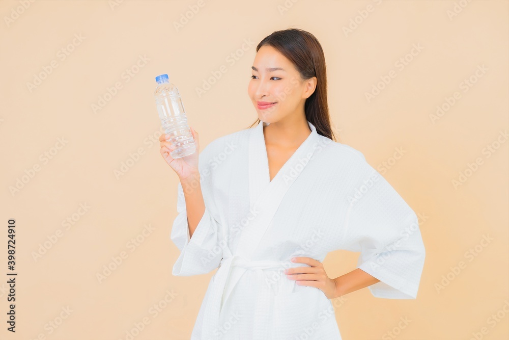 Portrait beautiful young asian woman with bottle water Portrait beautiful young asian woman with bottle water