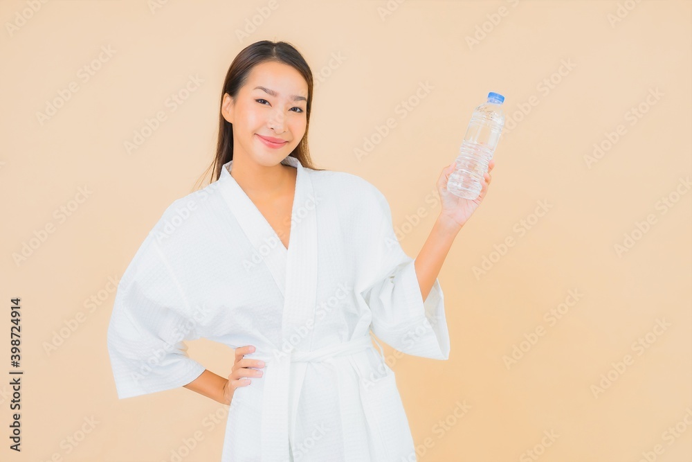 Portrait beautiful young asian woman with bottle water Portrait beautiful young asian woman with bottle water