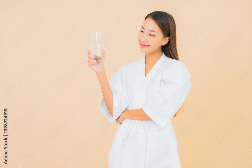 Portrait beautiful young asian woman with bottle water Portrait beautiful young asian woman with bottle water
