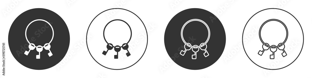 Black Bunch of keys icon isolated on white background. Circle button. Vector Illustration Black Bunch of keys icon isolated on white background. Circle button. Vector Illustration