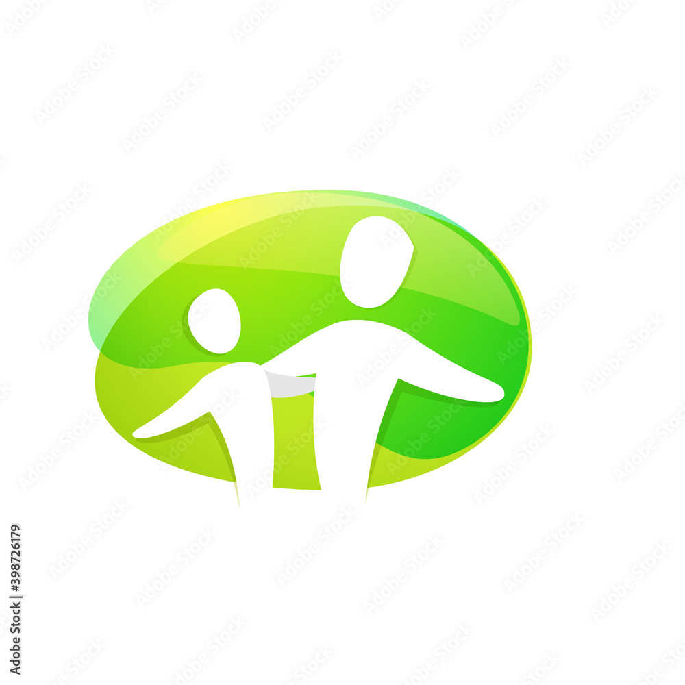 Happy family emblem on a watercolor splash background. Happy family emblem on a watercolor splash background.
