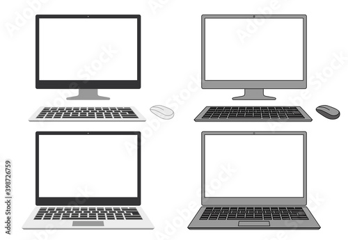 Device set: Laptop and Computer. Vector illustration