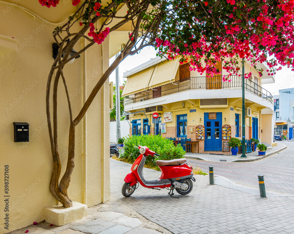 Beautiful street view in Kos Island. Kos Island is a popular tourist