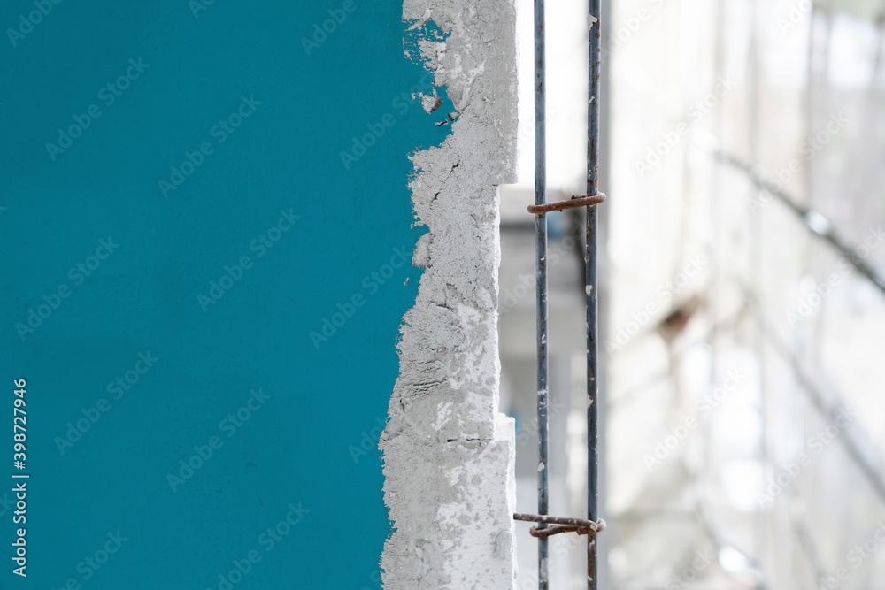 concrete and steel.Steps for construction of an interior architecture of a modern building