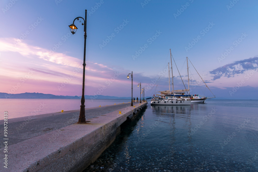Kos Town Harbour night view in Kos Island. Kos Island is populer tourist destination in Greece. 