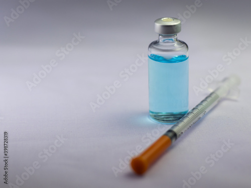 Vaccine and Healthcare Medical concept.Vaccines and Syringes on white background for immunization and treatment from virus (novel coronavirus disease 2019,COVID-19,nCoV2019)