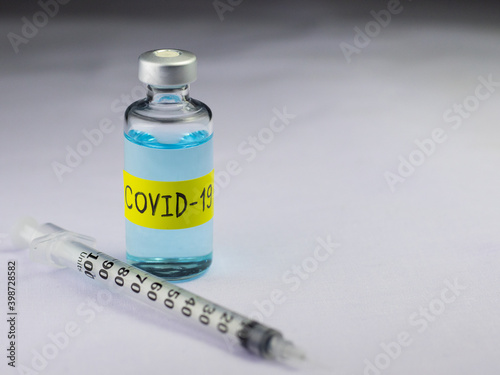 Vaccine and Healthcare Medical concept.Vaccines and Syringes on white background for immunization and treatment from virus (novel coronavirus disease 2019,COVID-19,nCoV2019)