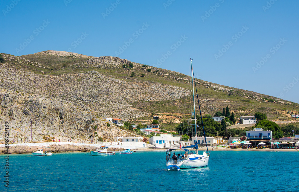 The Beach of Pserimos Island. Pserimos is small Greek Island in Aegean Sea.