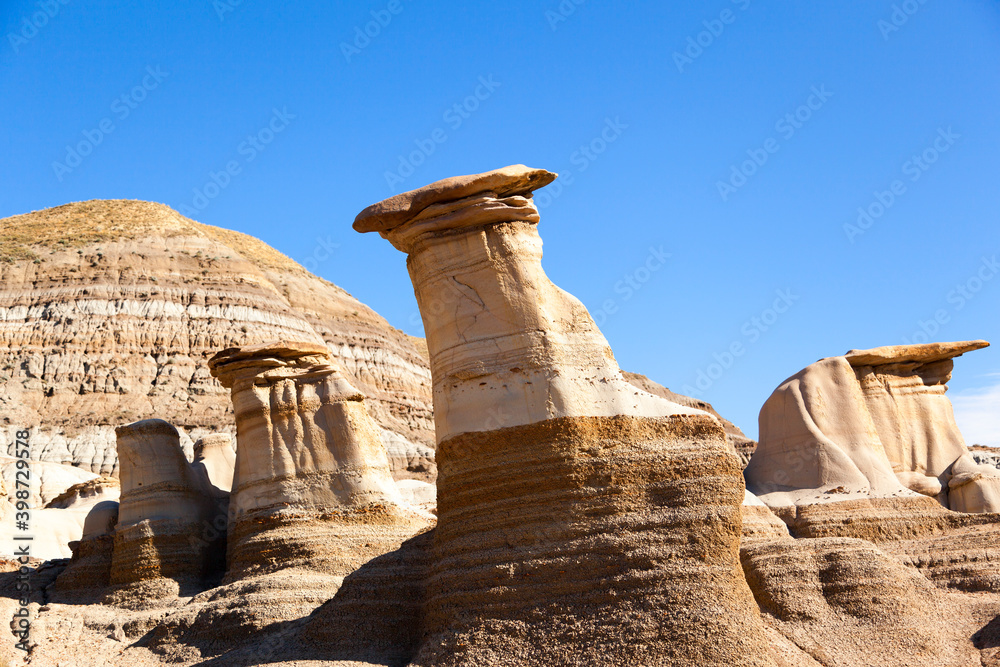 Drumheller badlands at the Dinosaur Provincial Park in Alberta, where