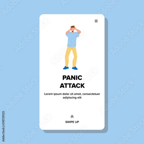 Panic Attack Depressed Man Holding Head Vector