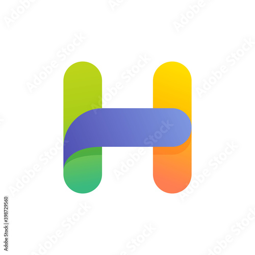 Colorful gradient H letter initial logo.