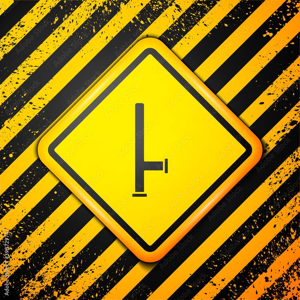 Black Police rubber baton icon isolated on yellow background. Rubber truncheon. Police Bat. Police equipment. Warning sign. Vector. Black Police rubber baton icon isolated on yellow background. Rubber truncheon. Police Bat. Police equipment. Warning sign. Vector.