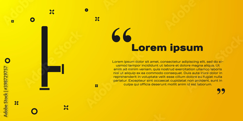 Black Police rubber baton icon isolated on yellow background. Rubber truncheon. Police Bat. Police equipment.  Vector.