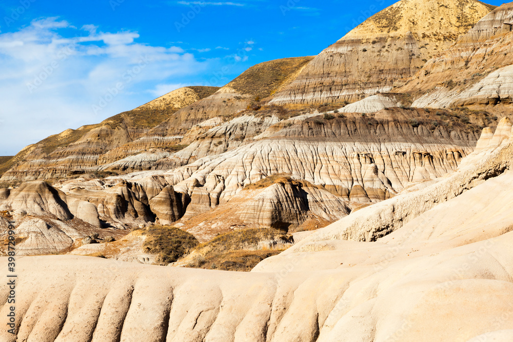 Drumheller badlands at the Dinosaur Provincial Park in Alberta, where