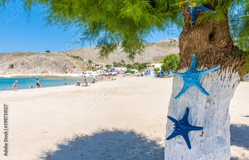 Fototapeta Naklejka Na Ścianę i Meble -  The Beach of Pserimos Island. Pserimos is small Greek Island in Aegean Sea.