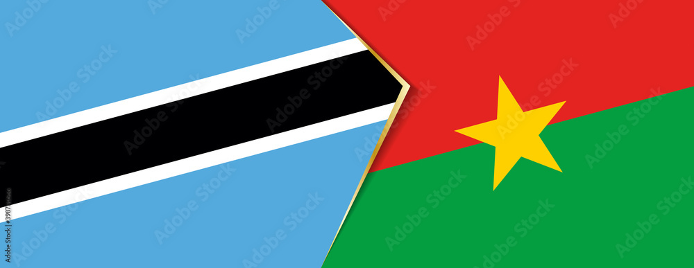 Botswana and Burkina Faso flags, two vector flags. Botswana and Burkina Faso flags, two vector flags.