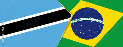 Botswana and Brazil flags, two vector flags.