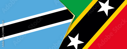 Botswana and Saint Kitts and Nevis flags, two vector flags.