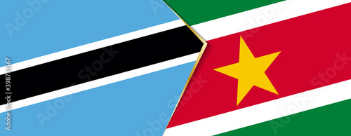 Botswana and Suriname flags, two vector flags.