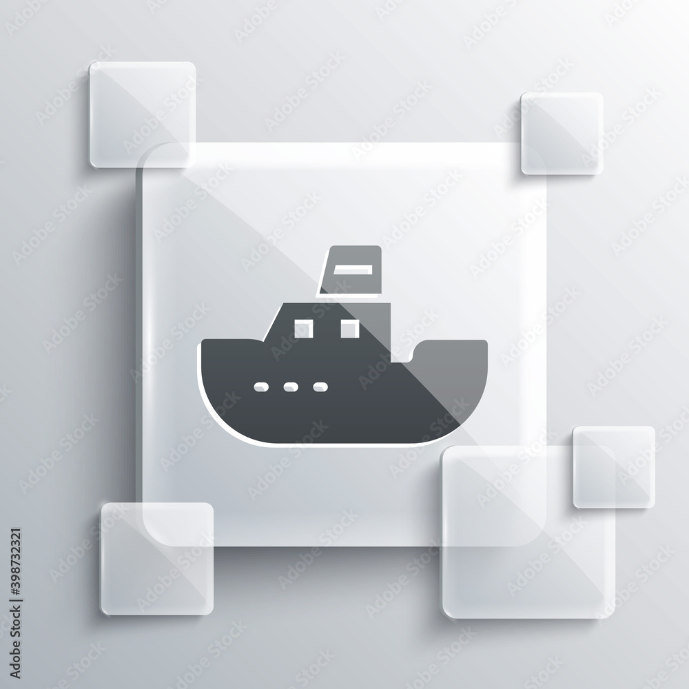 Grey Toy boat icon isolated on grey background. Square glass panels. Vector. Grey Toy boat icon isolated on grey background. Square glass panels. Vector.
