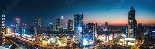 Aerial photography of Chinese city night view and modern building landscape skyline © 昊 周