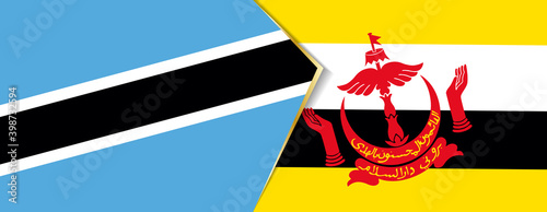 Botswana and Brunei flags, two vector flags.