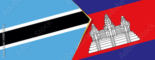 Botswana and Cambodia flags, two vector flags.