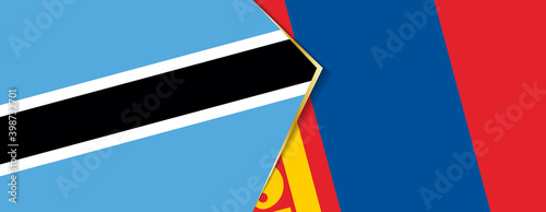 Botswana and Mongolia flags, two vector flags.