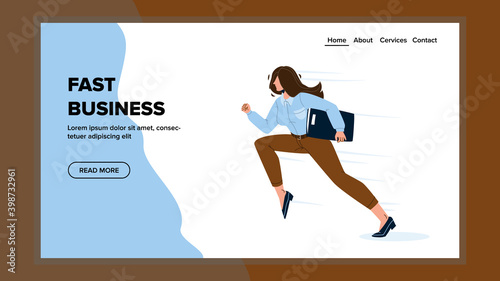 Fast Business Have Young Businesswoman Vector illustration