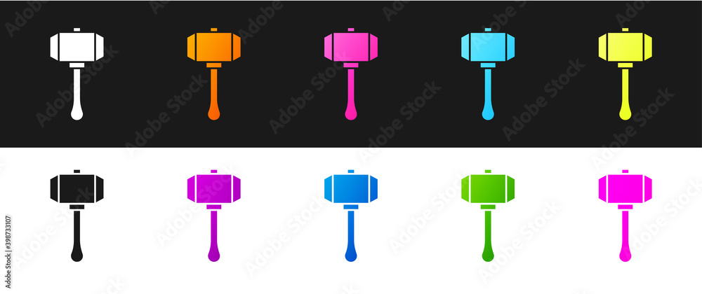 Set Hammer icon isolated on black and white background. Tool for repair. Vector. Set Hammer icon isolated on black and white background. Tool for repair. Vector.