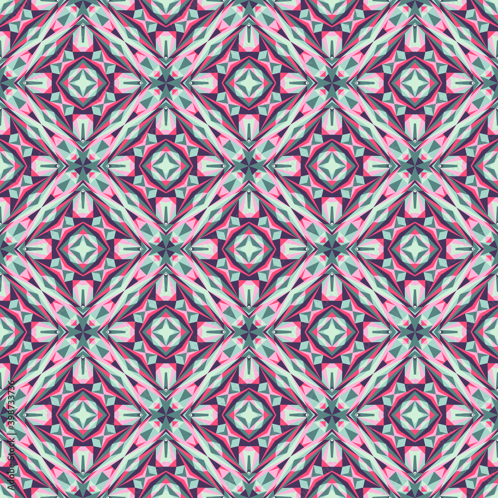 Geometric seamless pattern, abstract colorful background, fashion print, vector texture.