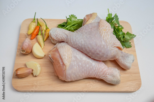 Fresh raw chicken leg