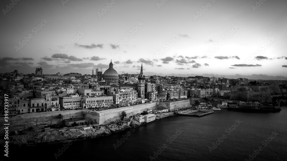 Fototapeta premium Aerial view over the city of Valletta - the capital city of Malta - aerial photography