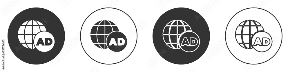 Black Advertising icon isolated on white background. Concept of marketing and promotion process. Responsive ads. Social media advertising. Circle button. Vector. Black Advertising icon isolated on white background. Concept of marketing and promotion process. Responsive ads. Social media advertising. Circle button. Vector.