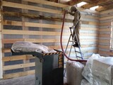 Wall insulation with cellulose insulation. Blowing into the walls through a hose