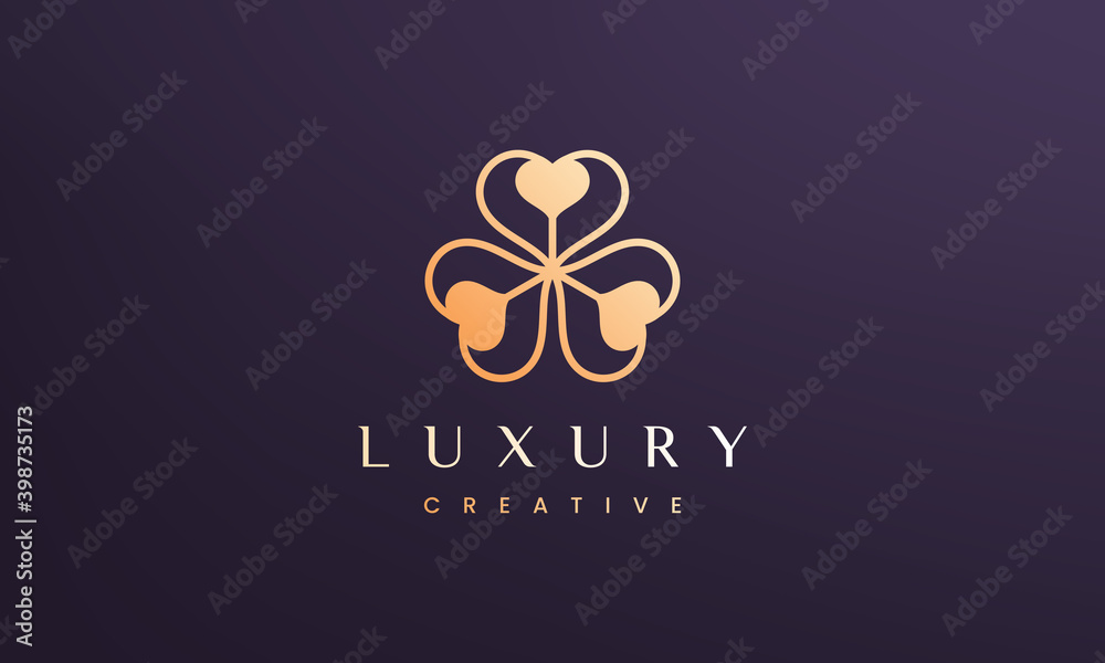 Clover leaf logo concept with abstract and luxury style Clover leaf logo concept with abstract and luxury style