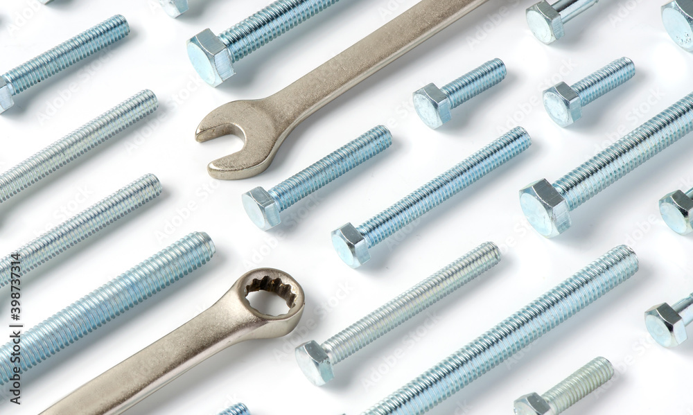 Repair tool. Bolts and wrenches. White background. Repair tool. Bolts and wrenches. White background.