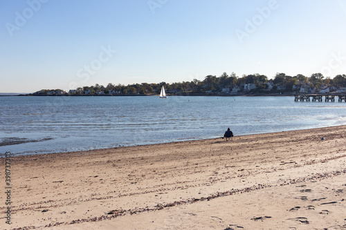 Cummings Park Beach in Stamford Connecticut along Westcott Cove