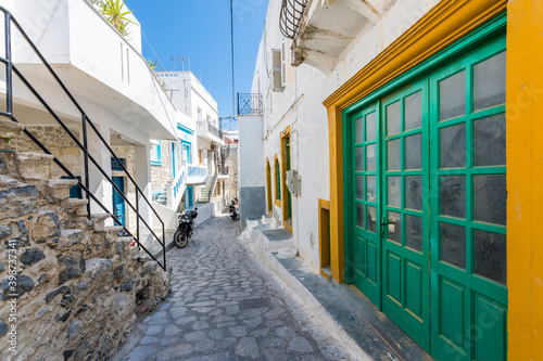 Fototapeta Naklejka Na Ścianę i Meble -  Old district street view in Kalymnos Island