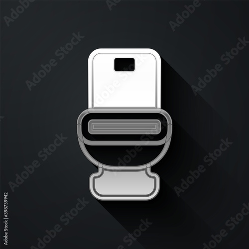 Silver Toilet bowl icon isolated on black background. Long shadow style. Vector. © Kostiantyn
