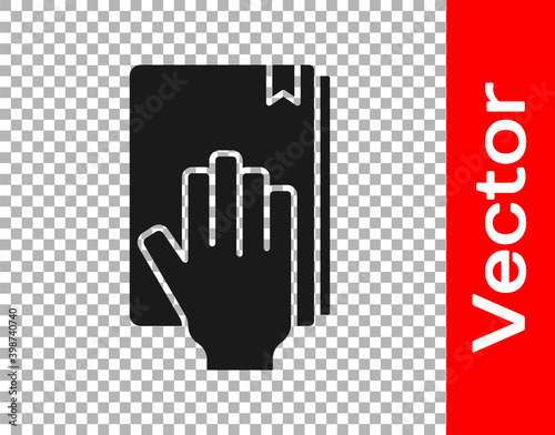 Black Oath on the Holy Bible icon isolated on transparent background. The procedure in court. Truth and truth. Promise before god.  Vector.
