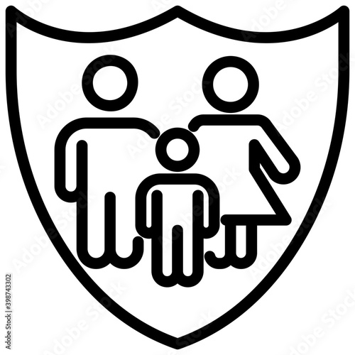 pictograph of family insurance in line design.