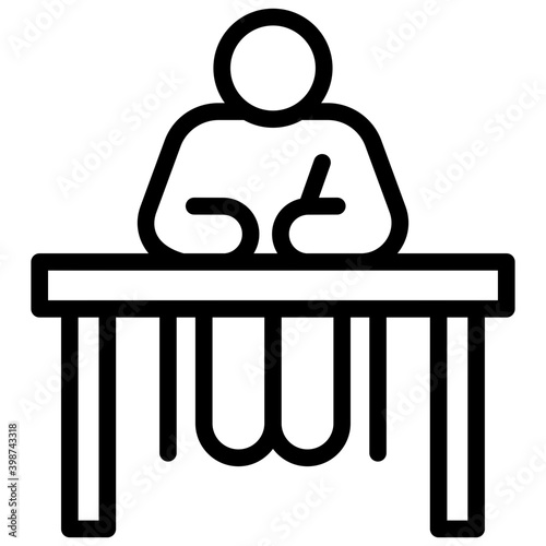 Line design of working desk pictograph.