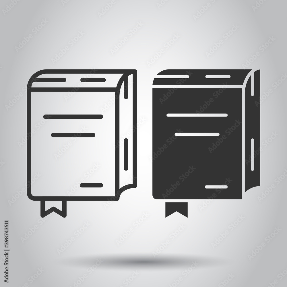 Document book icon in flat style. Paper sheet vector illustration on white background. Notepad document business concept. Document book icon in flat style. Paper sheet vector illustration on white background. Notepad document business concept.