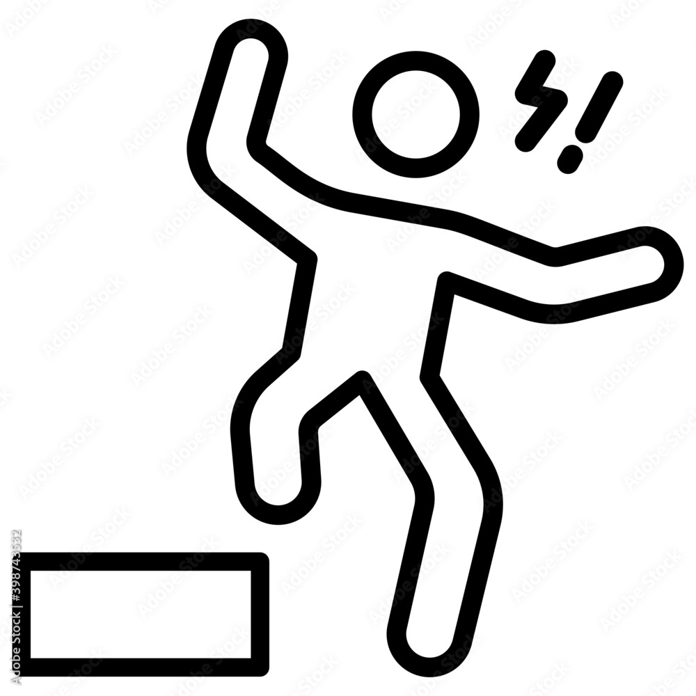 Man tripping pictograph line vector Man tripping pictograph line vector