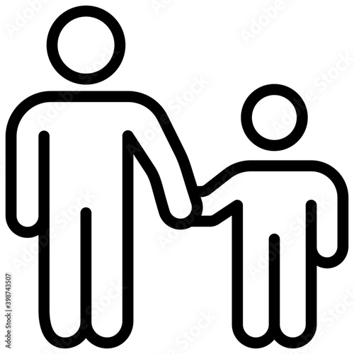 Father and son pictograph in line design.