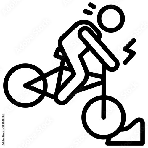 Bicycle hitting pictograph line design.