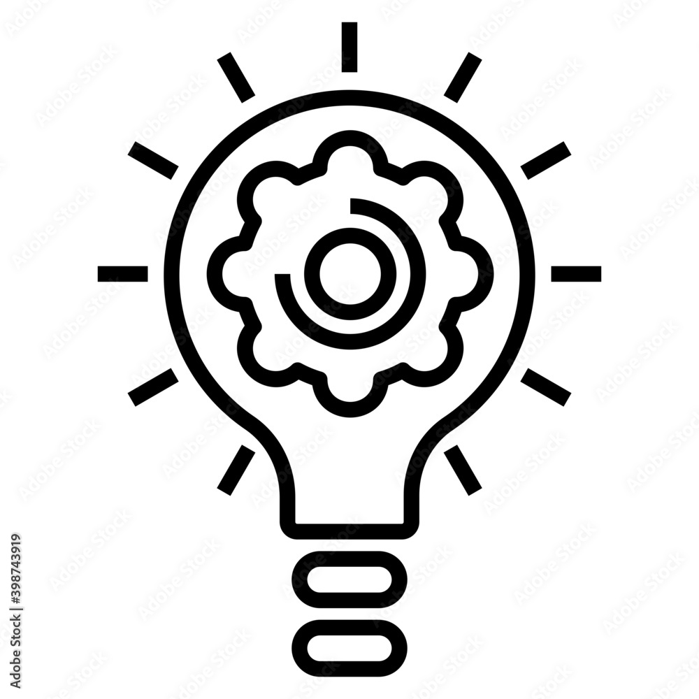 Gear inside bulb, creative process icon. Gear inside bulb, creative process icon.