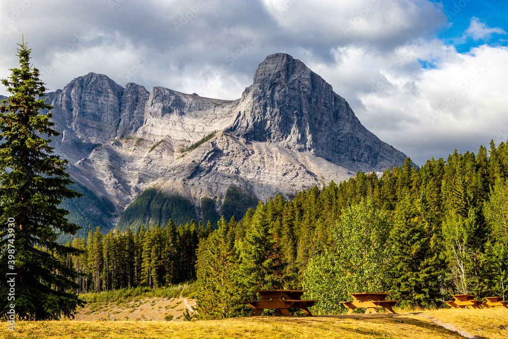 Views of the Rockies from the park. Canmore Nordic PP, Alberta, Canada