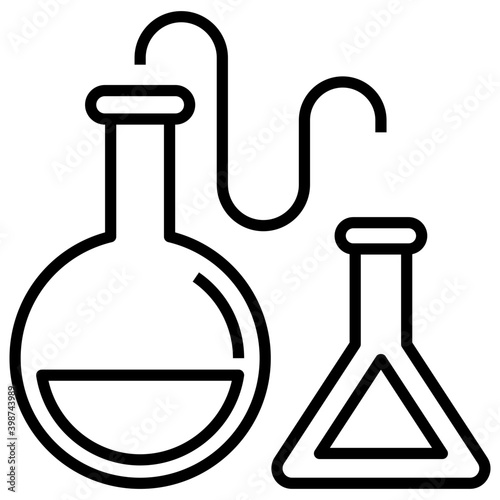Flask with test tube, chemical testing icon.
